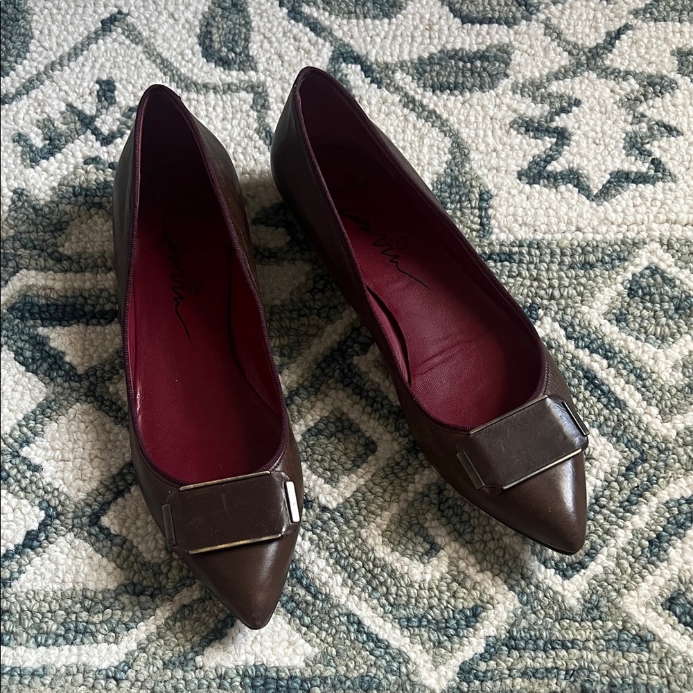GUC Brown Leather Lanvin Pointed Toe Flats Sz 7.5